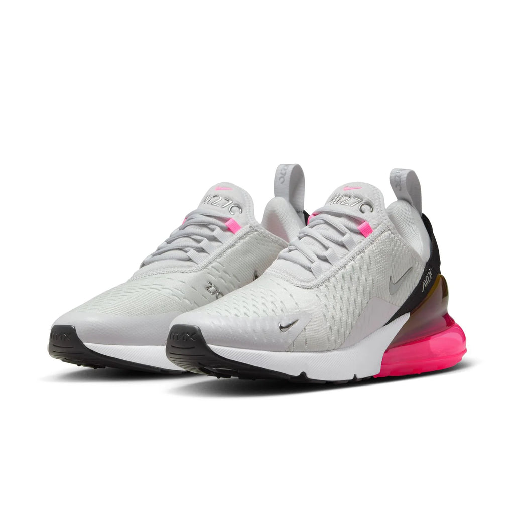Nike Air Max 270 Light Gray Sneakers with Pink Air Unit