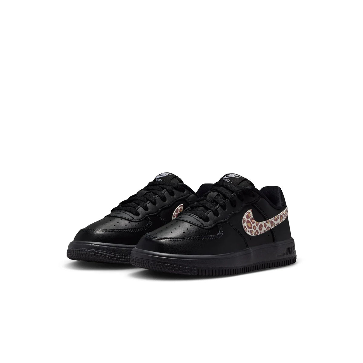 Nike Air Force 1 Low Black Sneakers with Leopard Print Swoosh