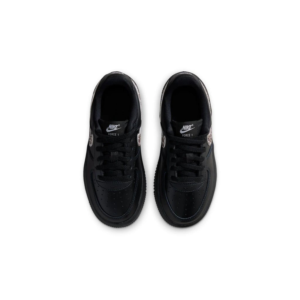 Nike Air Force 1 Low Black Sneakers with Leopard Print Swoosh
