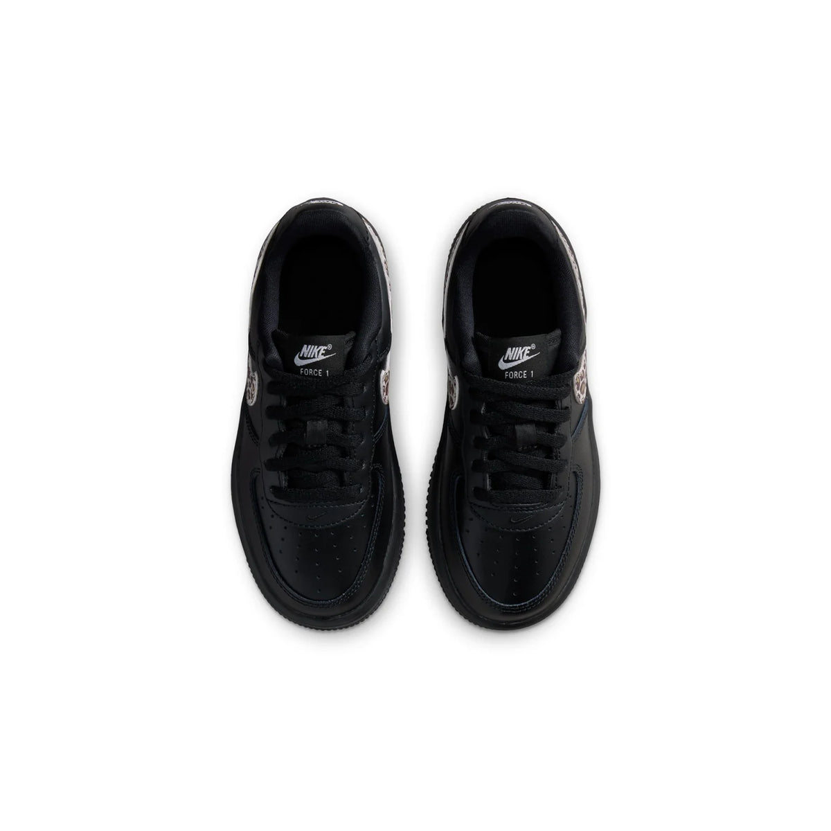 Nike Air Force 1 Low Black Sneakers with Leopard Print Swoosh