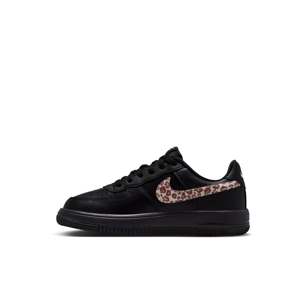 Nike Air Force 1 Low Black Sneakers with Leopard Print Swoosh