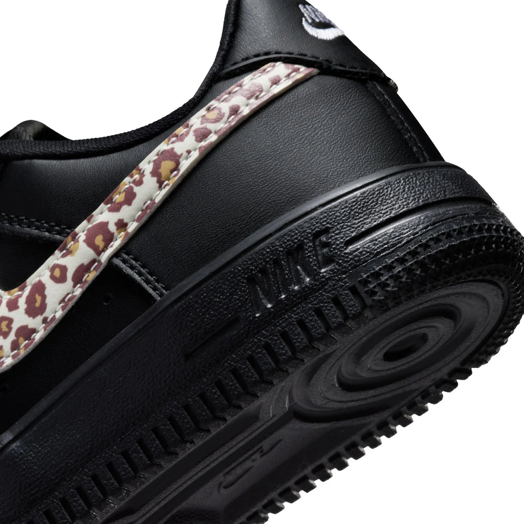 Nike Air Force 1 Low Black Sneakers with Leopard Print Swoosh