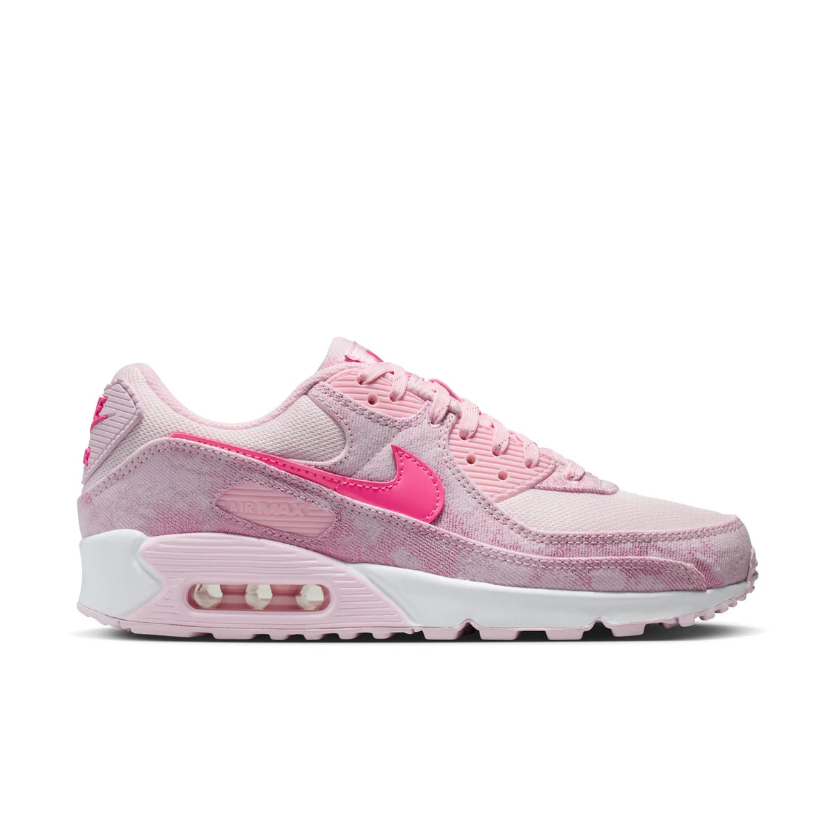 Nike Air Max 90 Light Pink Sneakers with Bright Pink Swoosh