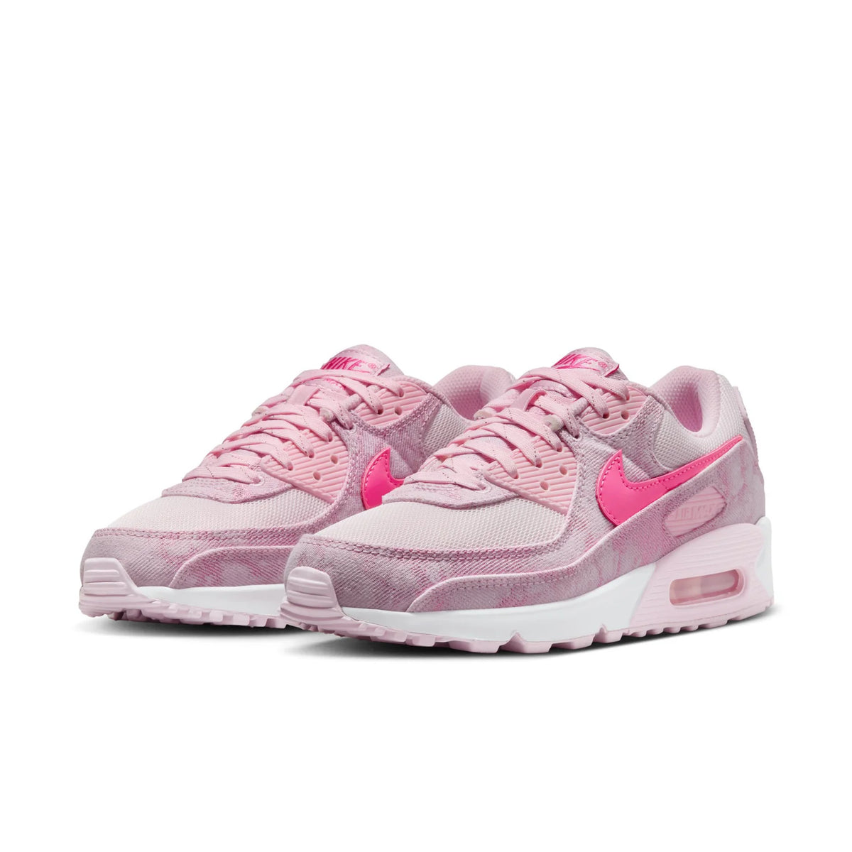 Nike Air Max 90 Light Pink Sneakers with Bright Pink Swoosh