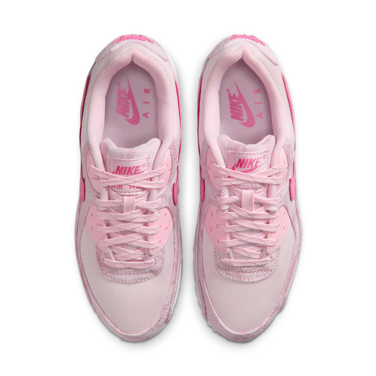 Nike Air Max 90 Light Pink Sneakers with Bright Pink Swoosh