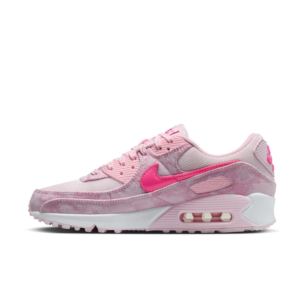 Nike Air Max 90 Light Pink Sneakers with Bright Pink Swoosh