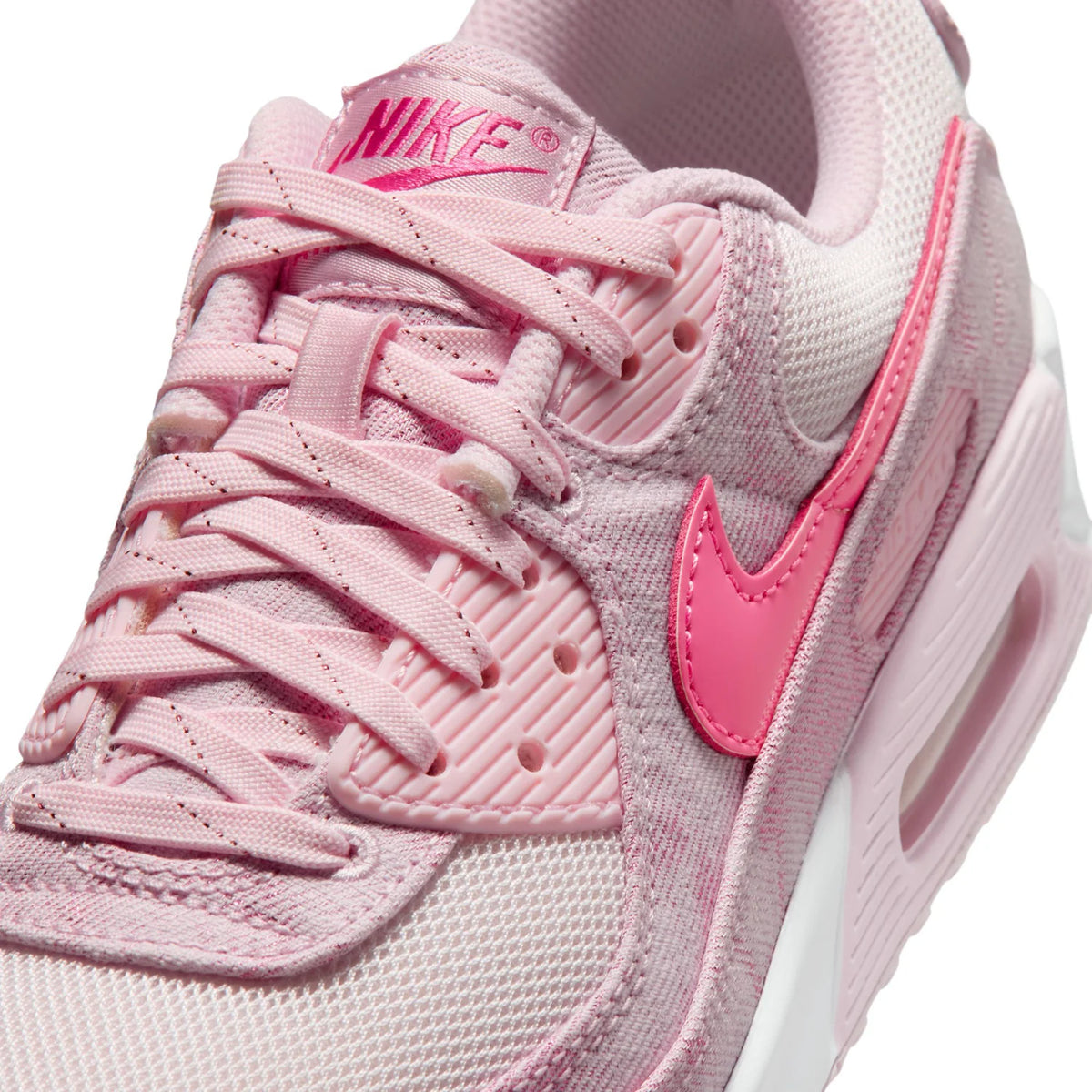 Nike Air Max 90 Light Pink Sneakers with Bright Pink Swoosh