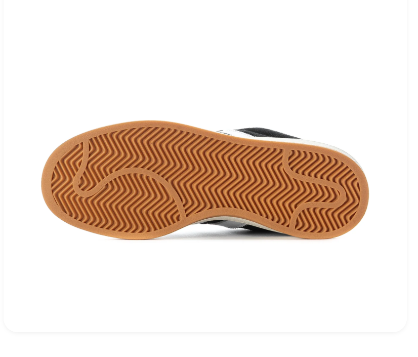 adidas Campus Black Sneakers with White Stripes and Gum Sole