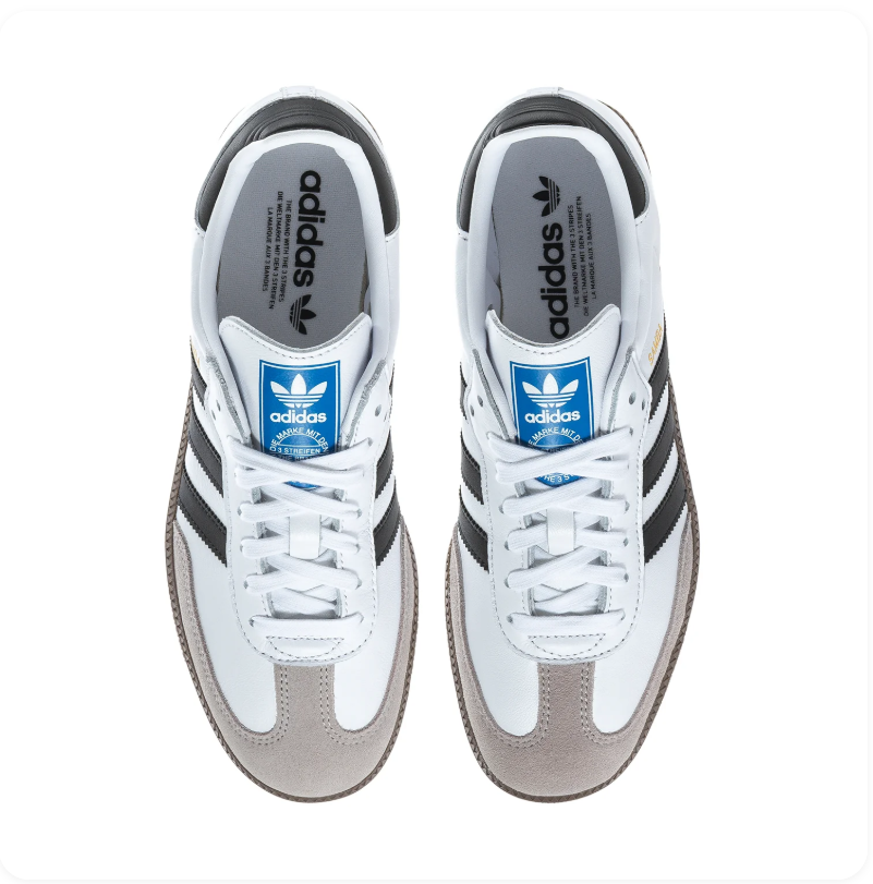 adidas Samba Black Sneakers with White Stripes and Gum Sole