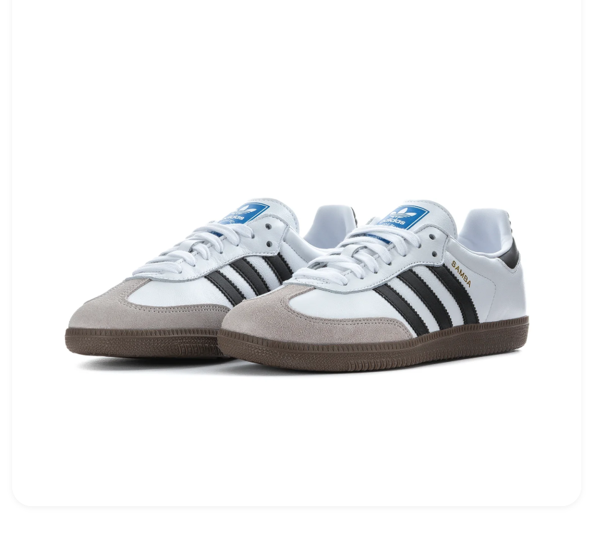 adidas Samba Black Sneakers with White Stripes and Gum Sole