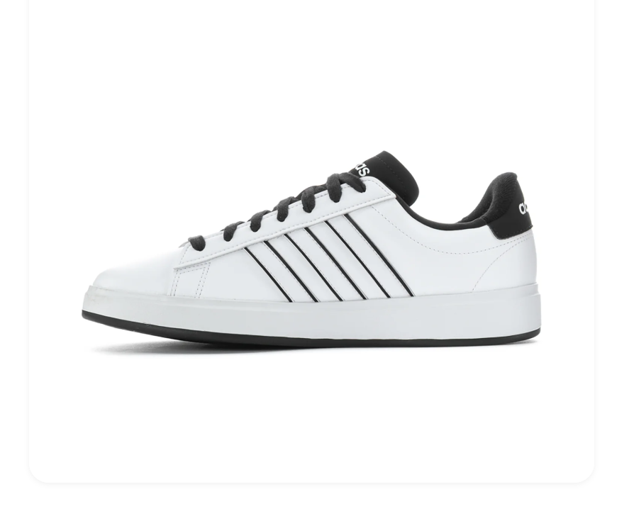 adidas White Sneakers with Black Stripes and Black Laces