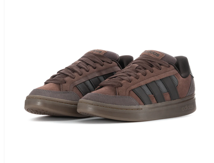 adidas Brown Low-Top Sneakers with Dark Stripes