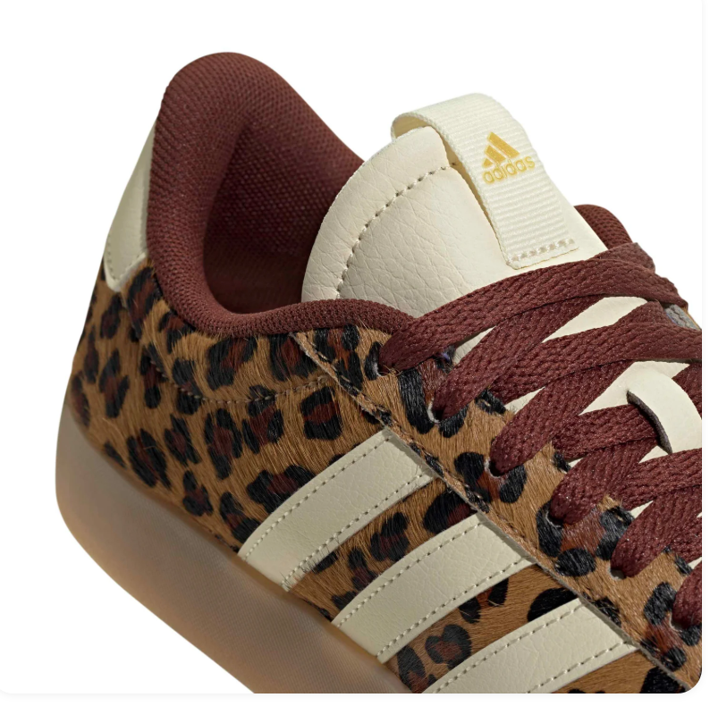 adidas Leopard Print Low-Top Sneakers with Burgundy Laces