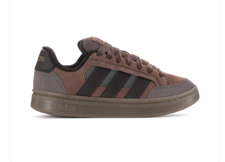 adidas Brown Low-Top Sneakers with Dark Stripes