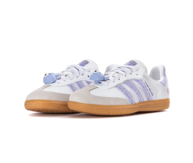 adidas Gazelle x Care Bears Sneakers in White and Lavender