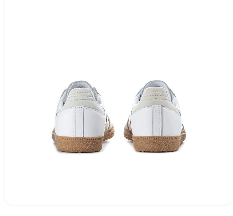 adidas Samba White Sneakers with Gold Stripes and Gum Sole