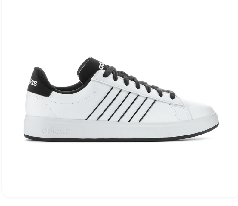 adidas White Sneakers with Black Stripes and Black Laces
