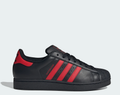adidas Superstar Black Sneakers with Red Stripes