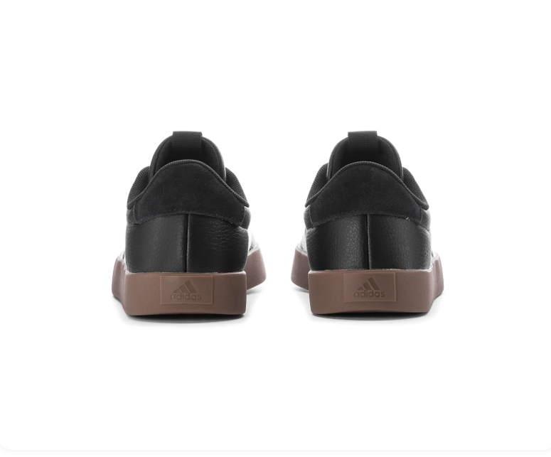 adidas Black Low-Top Sneakers with White Stripes and Brown Sole