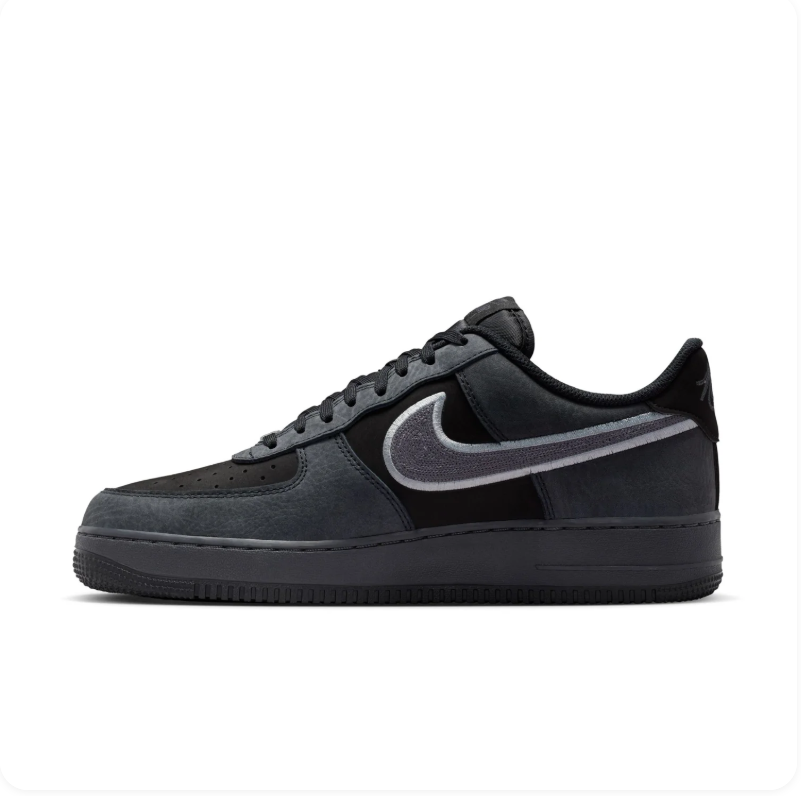 Nike Air Force 1 Low Black and Silver Sneakers