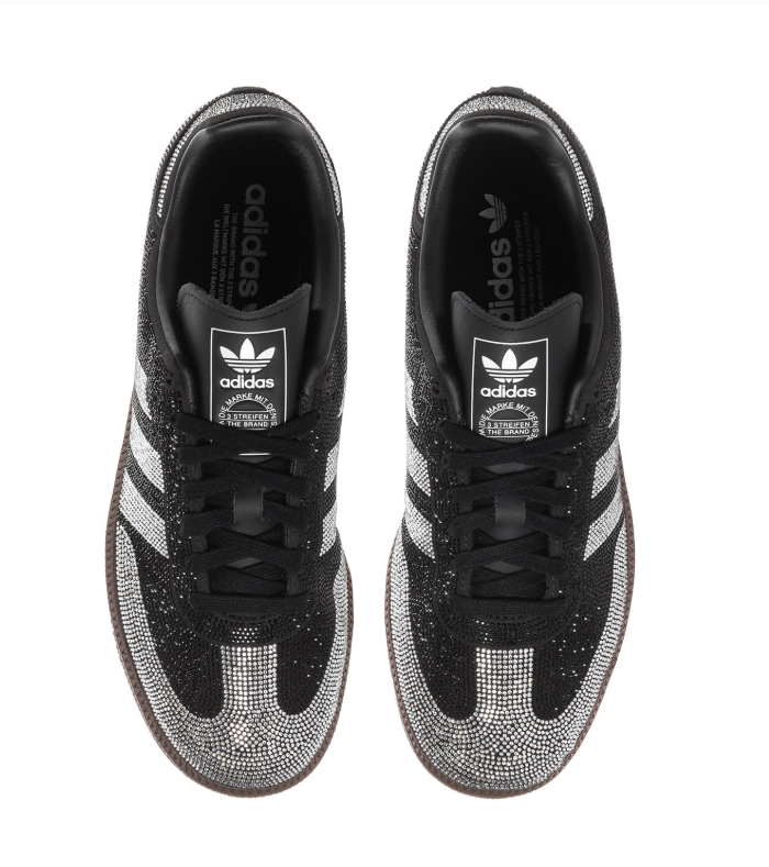 adidas Black Sneakers with Silver Crystal-Style Details