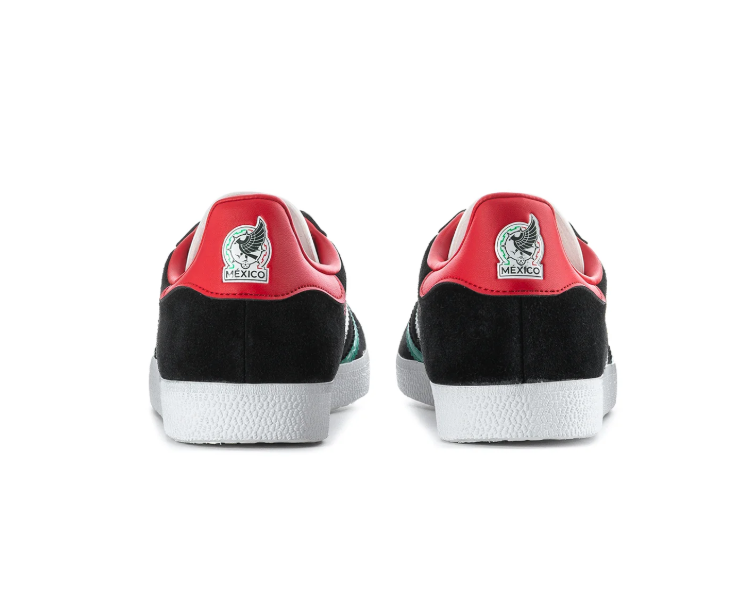 adidas Gazelle Black Sneakers with Red, White, and Green Stripes