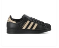 adidas Superstar Black Sneakers with Beige Stripes