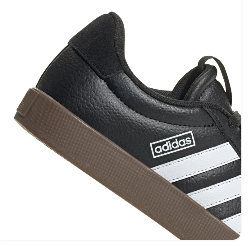 adidas Black Low-Top Sneakers with White Stripes and Brown Sole