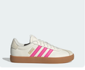 adidas White Sneakers with Pink Stripes and Gum Sole