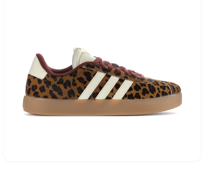 adidas Leopard Print Low-Top Sneakers with Burgundy Laces