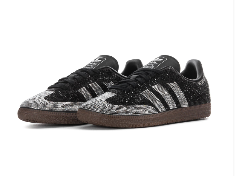 adidas Black Sneakers with Silver Crystal-Style Details