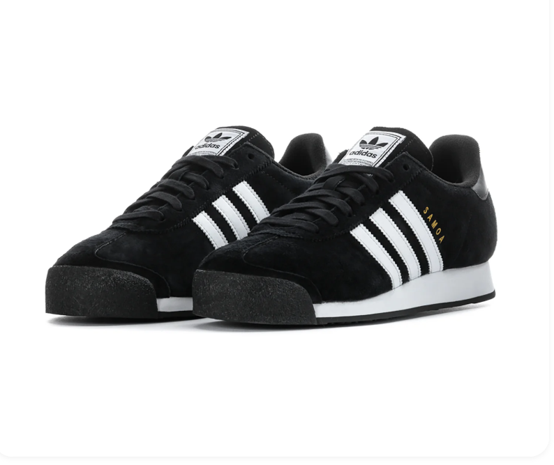 adidas Samoa Black Sneakers with White Stripes