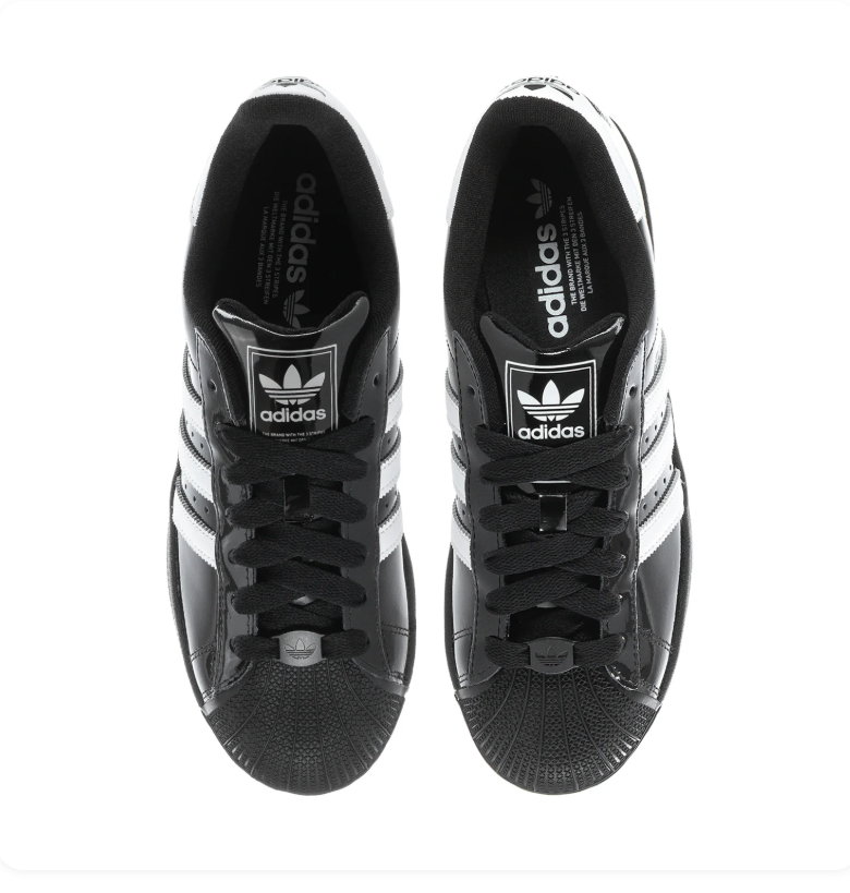 adidas Superstar Black Sneakers with White Stripes