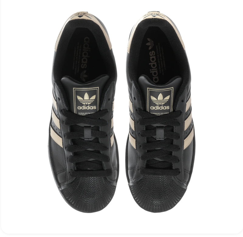 adidas Superstar Black Sneakers with Beige Stripes