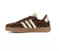 adidas Leopard Print Low-Top Sneakers with Burgundy Laces