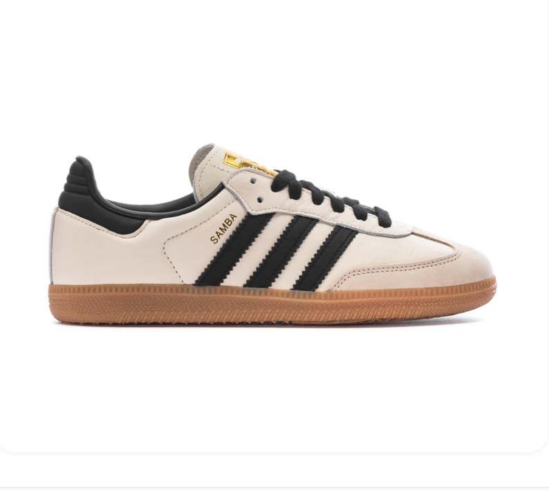 adidas Samba Cream Sneakers with Black Stripes and Gum Sole