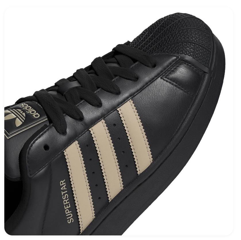 adidas Superstar Black Sneakers with Beige Stripes
