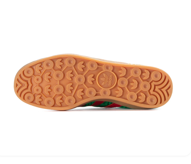 adidas Green Sneakers with Red Stripes and Gum Sole
