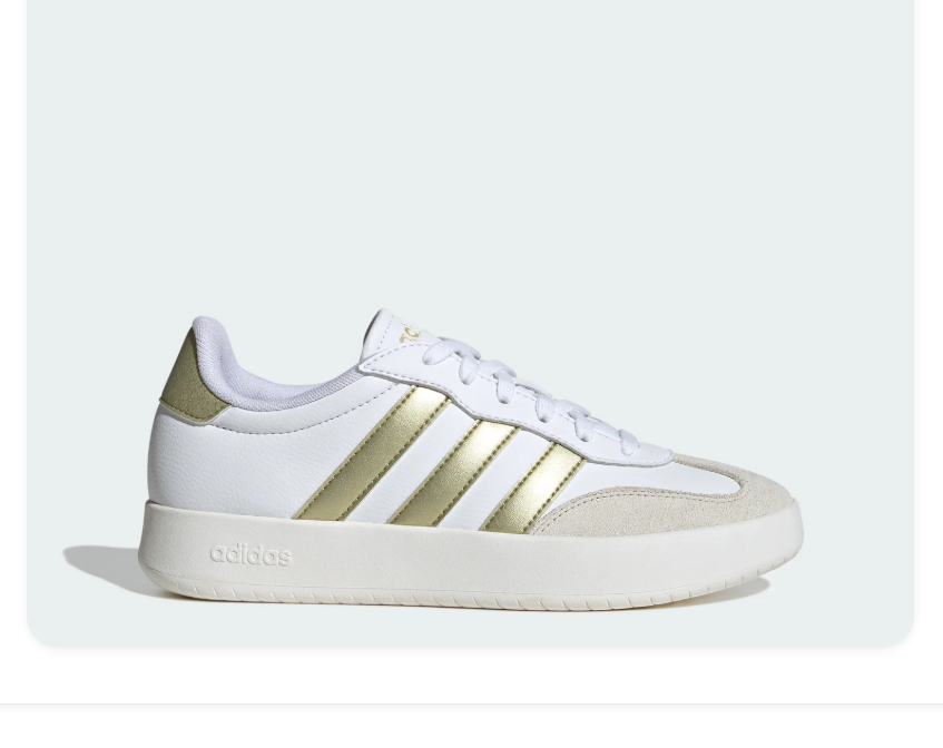 adidas White Sneakers with Gold Stripes and Thick Sole