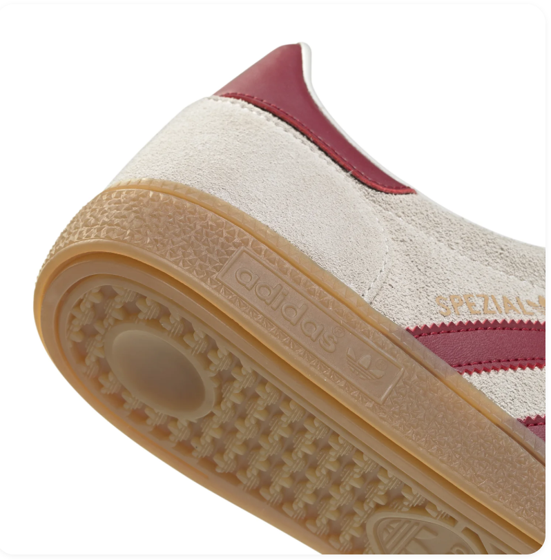 adidas Handball Spezial Cream White Sneakers with Burgundy Stripes