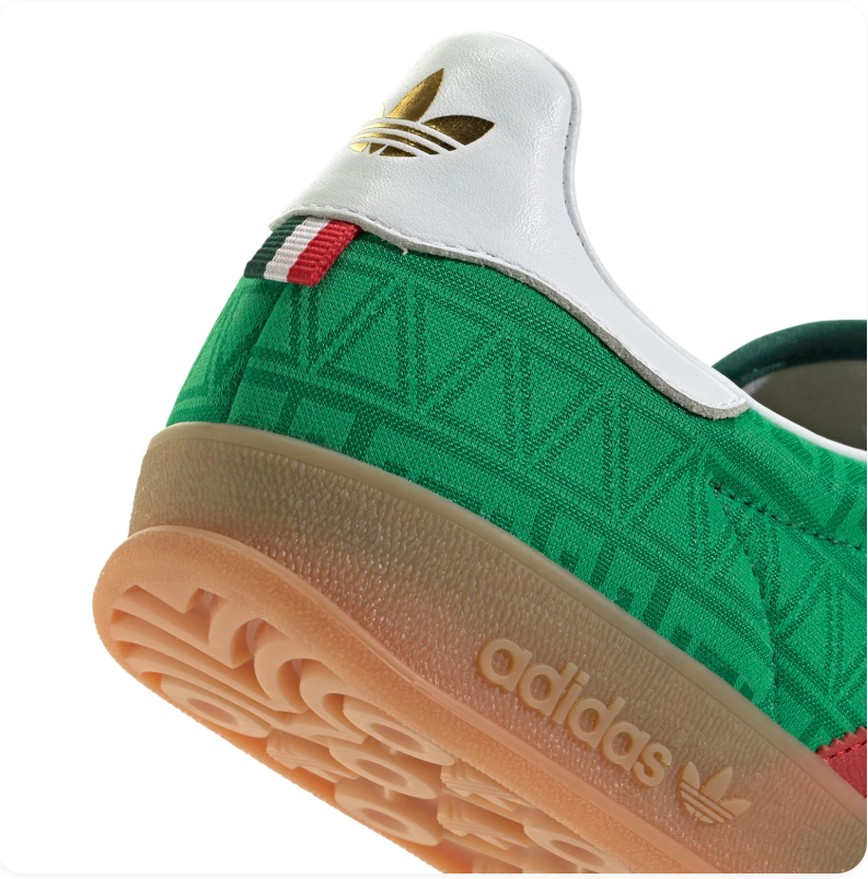adidas Green Sneakers with Red Stripes and Gum Sole