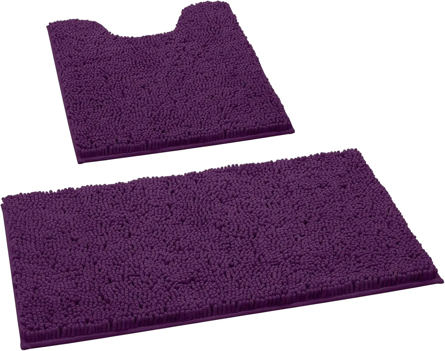 2 PCs Microfiber Anti Slip Commode Mat Set-Dark Purple