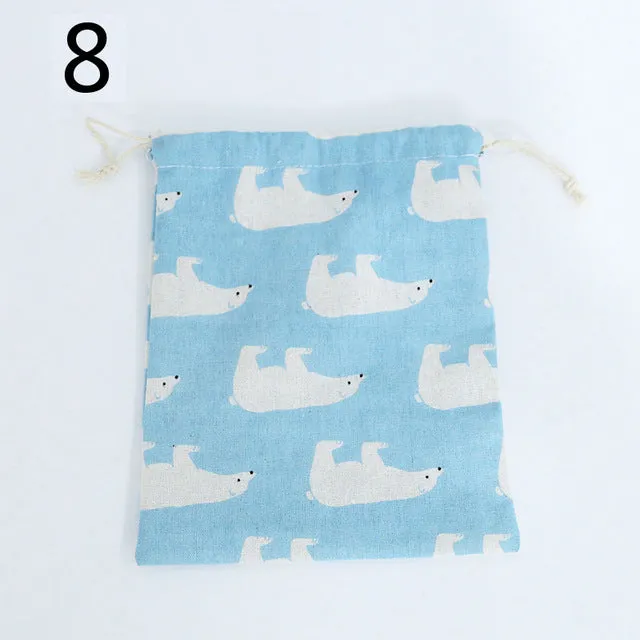 3 Size Cute Printing Flamingo Cartoons Protable Cotton Drawstrping Bag For Travel Pouch Storage Clothes Handbag Storage Bag