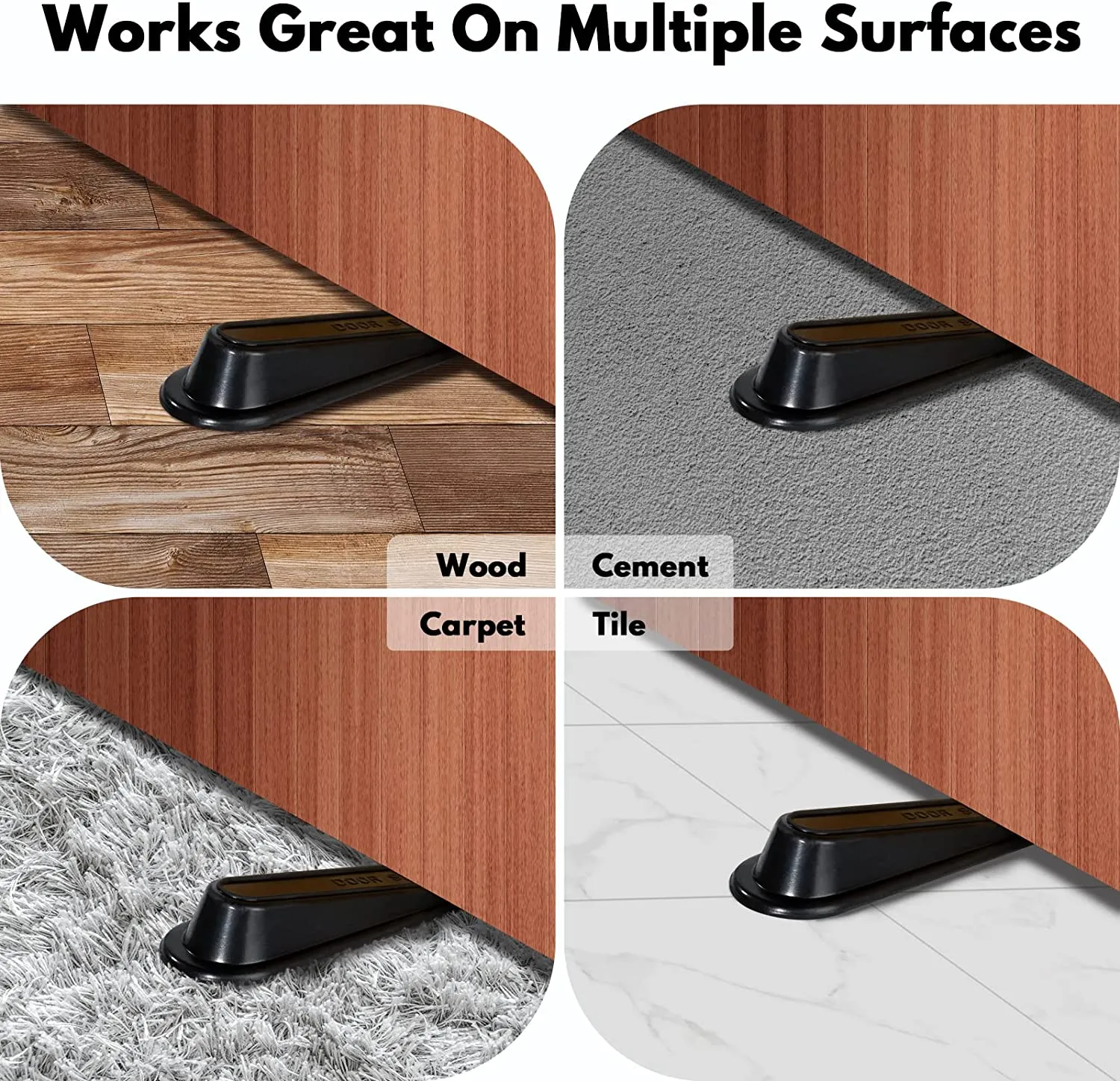 4Pcs Rubber Door Stopper Wedge