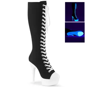 6 Inch Heel DELIGHT-2000SK-02 Black Canvas Neon White