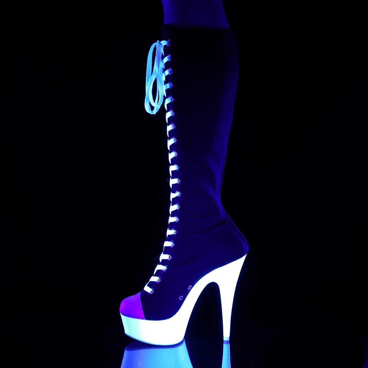 6 Inch Heel DELIGHT-2000SK-02 Black Canvas Neon White