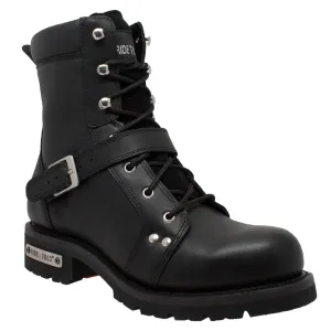 9146M Men's 6" YKK Zipper Black Biker Boot