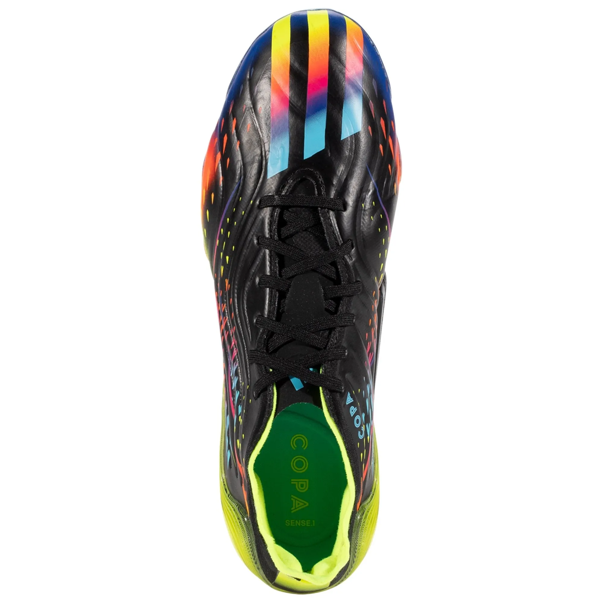 adidas Copa Sense .1 FG Firm Ground Soccer Cleat - Core Black/Bright Cyan/Team Solar Yellow