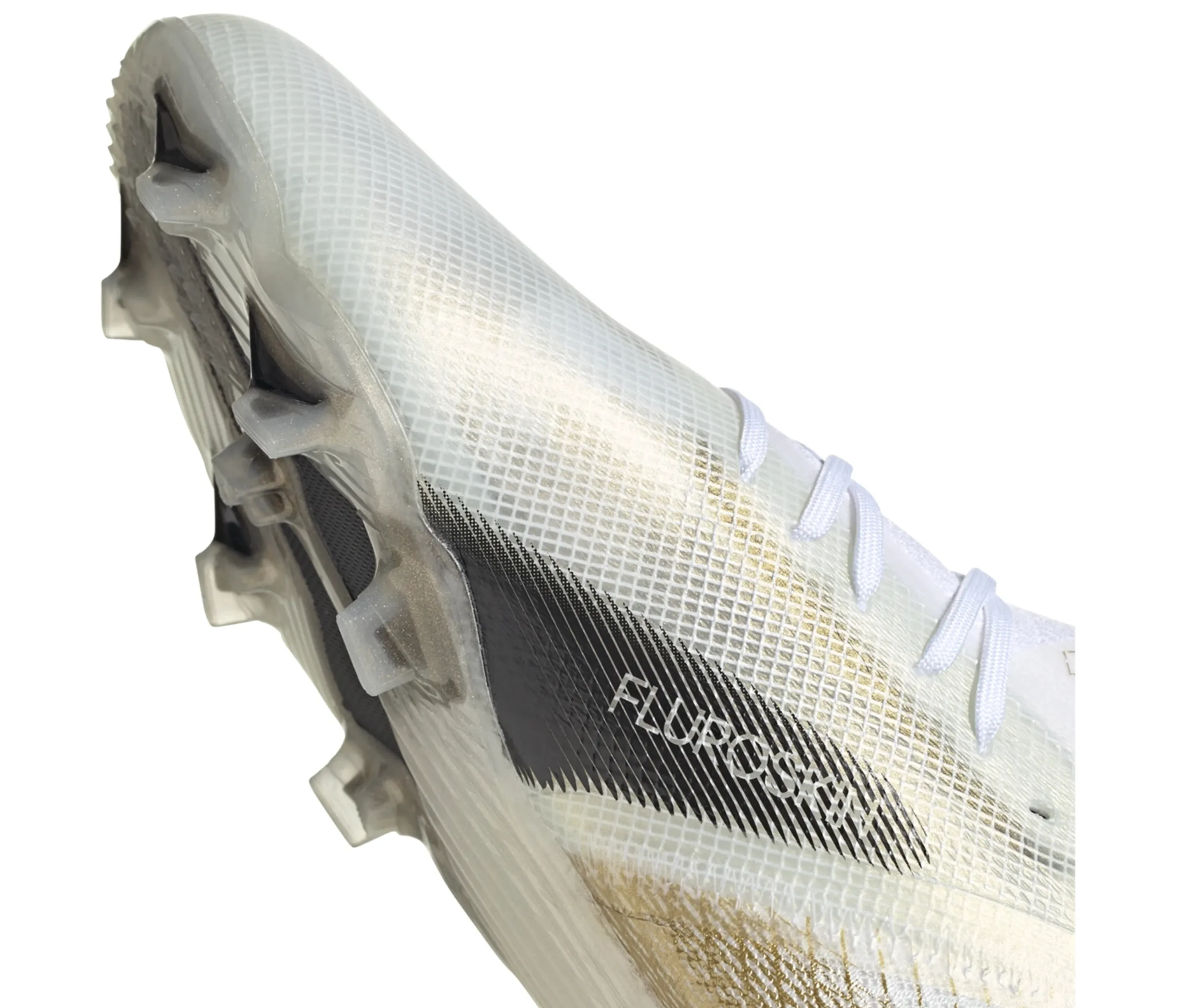 adidas X Ghosted.1 FG Junior Firm Ground Cleat - White/Core Black/Metallic Gold