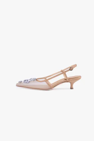 Amanda Kitten Heel Crystal Beige